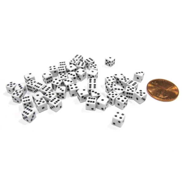 Hracie kocky - mini, 5mm - biele alebo čierne - 15 kusov